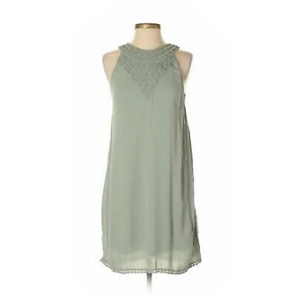 Francesca Alya Olive Light Green Short Boho Tank Top Dress